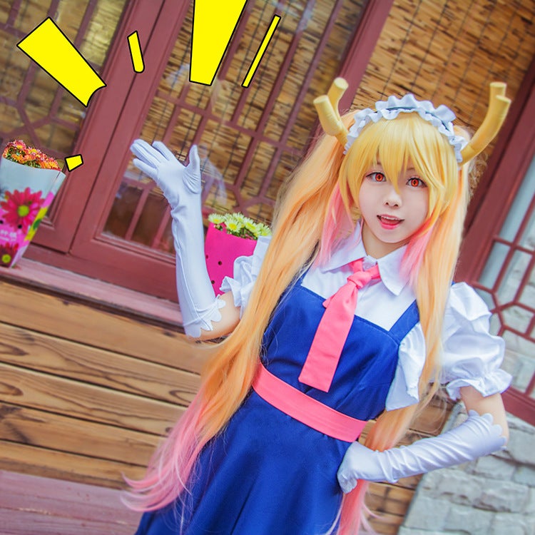 Toru Maid Dress Cosplay Outfit with Wig Headwear - Image 5