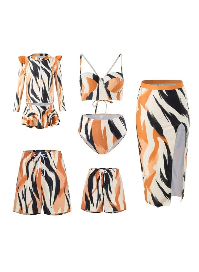 Loquat Hi Fish Swimsuit Beach Parent-child Swimsuit Family Suit Sunscreen Swimsuit Beach Parent-child Mother-daughter Swimsuit Wholesale-Color:Black Powder Beach Pants- - Image 4