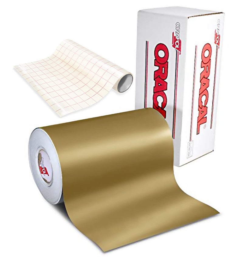 ORACAL 631 Matte Gold Metallic Adhesive Craft Vinyl for Cameo Cricut  Silhouette Including 12 x 24 Roll of Clear Transfer Paper 15ft x 12