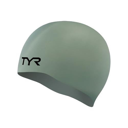 TYR Silicone Swim Cap for Men and Women WrinkleFree Durable Tear Resistant Low Drag Training Competition Cap Grey - Image 1