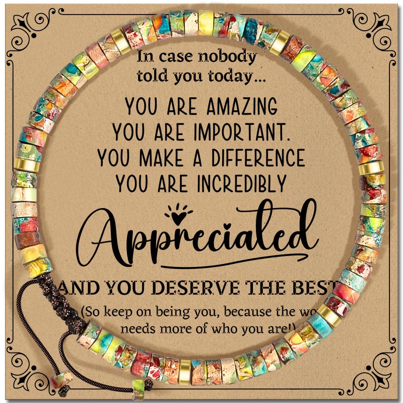 ZOKCC Inspirational Gifts Bracelets for Women: Healing Natural Stone Beads Bracelets - Appreciation Thank You Gifts for Coworkers Teacher Boss Nurse Employee Friend Farewell - Image 1