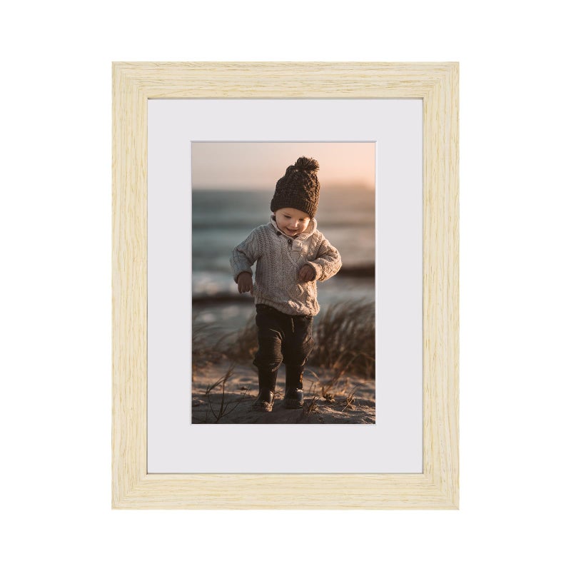 KINLINK 6x8 Picture Frame Natural Wood Frame with Acrylic Plexiglass for Pictures 4x6 with Mat or 6x8 without Mat  Tabletop and Wall Mounting Display