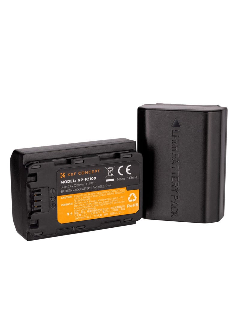 K&F Concept KF28.0016V3 NP-FZ100 Replacement Battery 2280mAh 7.4V Rechargeable Li-ion for Sony Alpha Cameras A7 III A7R IV A7S III A6600 A9 - Image 1