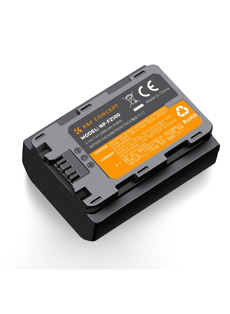 K&F Concept KF28.0016V3 NP-FZ100 Replacement Battery 2280mAh 7.4V Rechargeable Li-ion for Sony Alpha Cameras A7 III A7R IV A7S III A6600 A9 - Image 2
