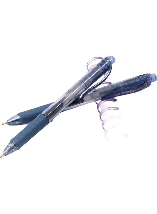 Pentel قلم جيل قابل للسحب من بنتيل Bln105 باللون الأزرق-الأسود، قلم توقيع أنيق بحجم 0.5 مم، قلم حبر سريع الجفاف للأعمال والطلاب، قلم مائي، قرطاسية، لون أزرق-أسود، قلم فردي - Image 1