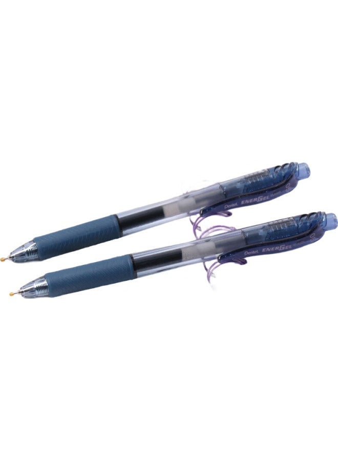 Pentel قلم جيل قابل للسحب من بنتيل Bln105 باللون الأزرق-الأسود، قلم توقيع أنيق بحجم 0.5 مم، قلم حبر سريع الجفاف للأعمال والطلاب، قلم مائي، قرطاسية، لون أزرق-أسود، قلم فردي - Image 2