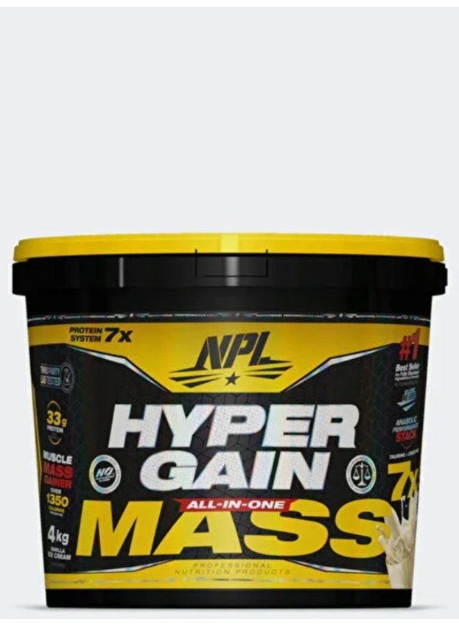 npl Hyper Gain Mass 4kg - آيس كريم الفانيليا - 33 جرام بروتين - Image 1
