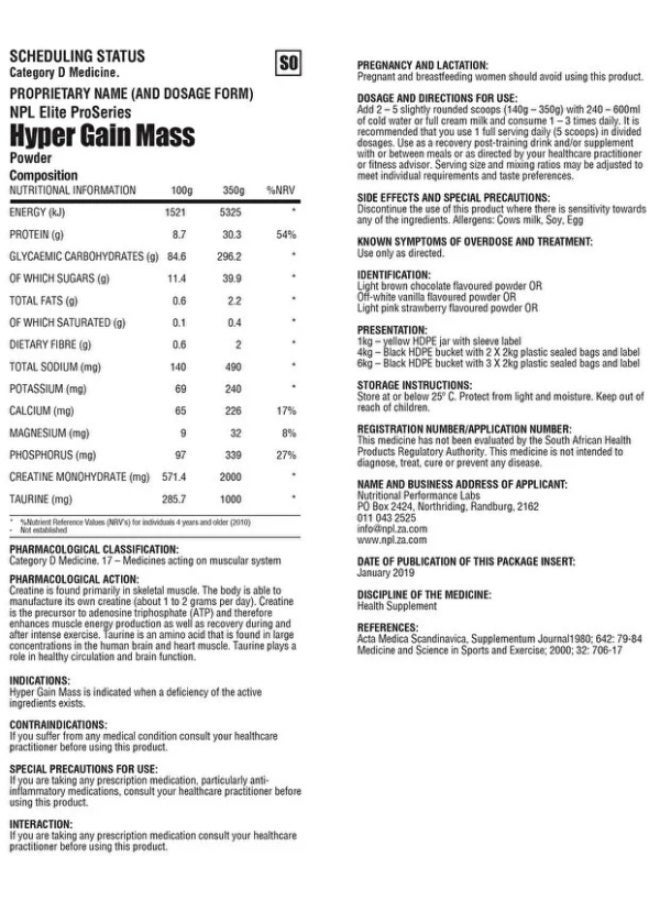 npl Hyper Gain Mass 4kg - آيس كريم الفانيليا - 33 جرام بروتين - Image 2