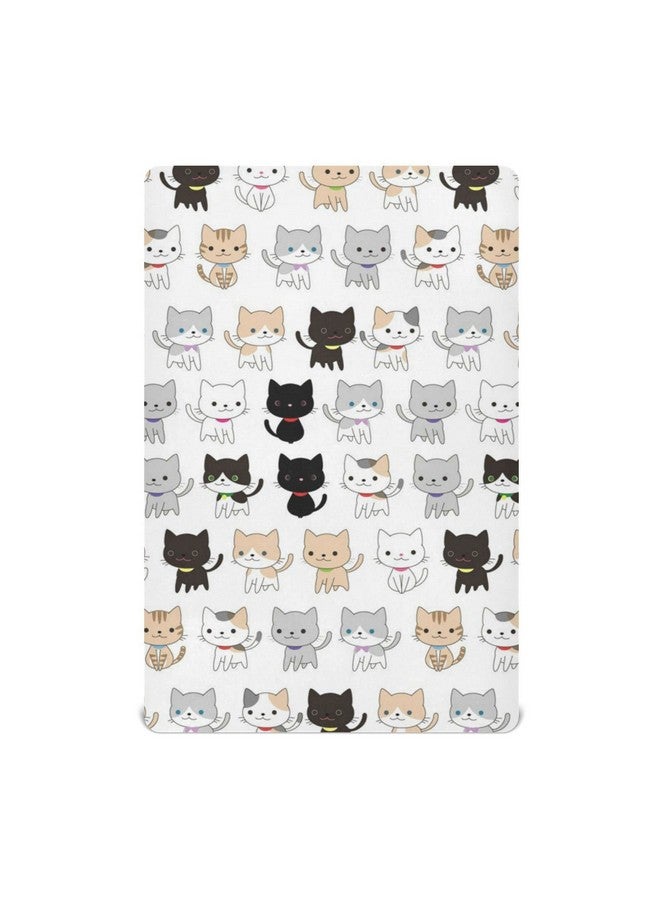 Kigai Cute Cats Crib Sheet for Boys and Girls Jersey Knit Fitted Crib Sheet Cozy Soft Breathable Baby Crib Sheet Standard Baby Sheet and Toddler Bed Sheet, 28x52 in - Image 1