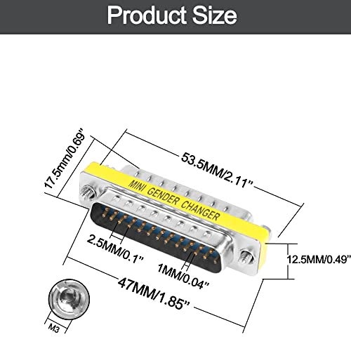 MEIRIYFA DB25 25 Pin Gender Changer D-SUB 25Pin Coupler Serial Cable Gender Changer RS232 VGA Adapter Connetor for Applications Pack of 2 (Male to Male) - Image 4