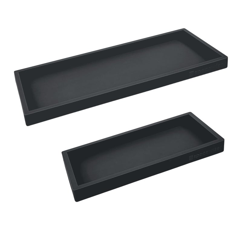 Spacewiser Countertop and Vanity Tray 2 PC 11 and 7 Shatterproof Silicone Kitchen and Bathroom Trays for Counter Kitchen Soap Dispenser Tray Vanity Trays for Bathroom Perfume Key Tray