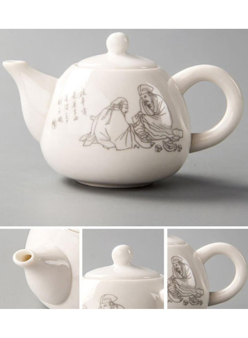 Jingke Pure Hand-made Teapots Kung Fu Teapots Household Teapots Exquisite Ceramic Tea Sets,Golden Tea Holy White Porcelain Teapot 200ml - Image 3