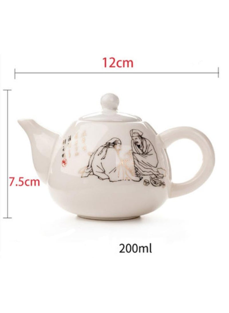 Jingke Pure Hand-made Teapots Kung Fu Teapots Household Teapots Exquisite Ceramic Tea Sets,Golden Tea Holy White Porcelain Teapot 200ml - Image 2