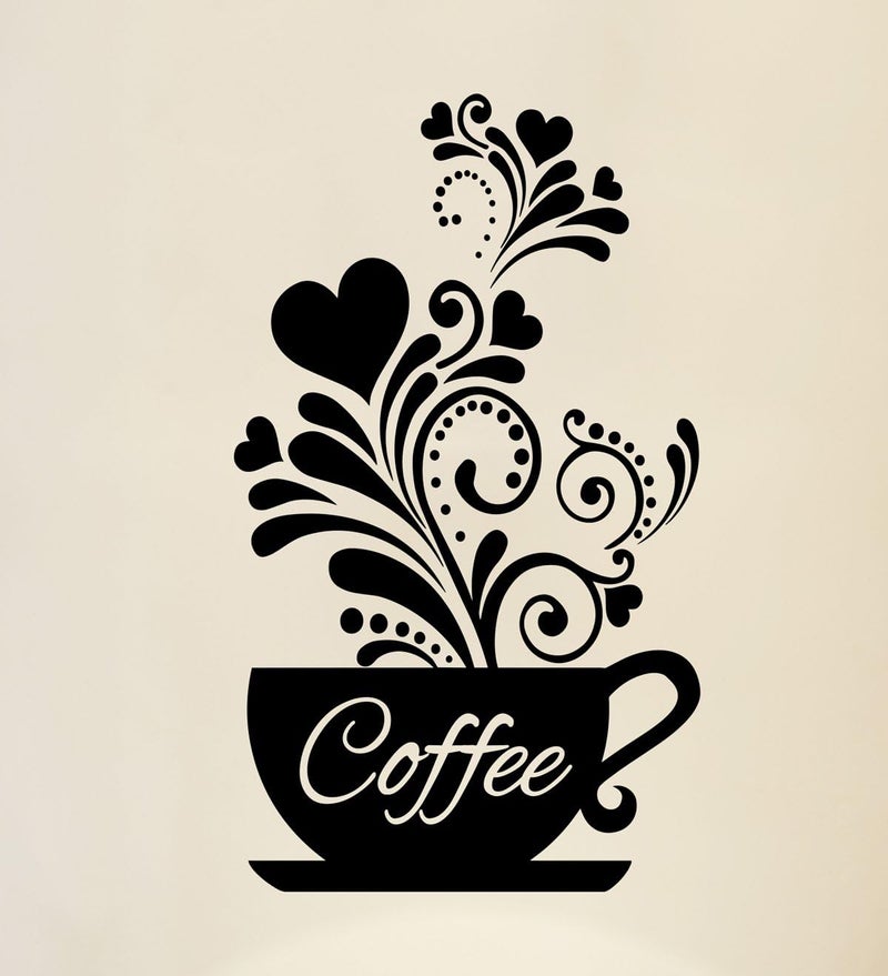 Wall4Stickers فن الحائط حب فناجين القهوة ملصق شاي حائط المطبخ ملصق فينيل ديكور مطعم حانة - Image 1