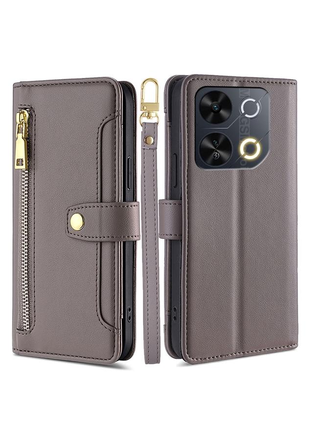 erorex Case For Itel P65 Sheep Texture Cross-body Zipper Wallet Leather Phone Case - Image 1