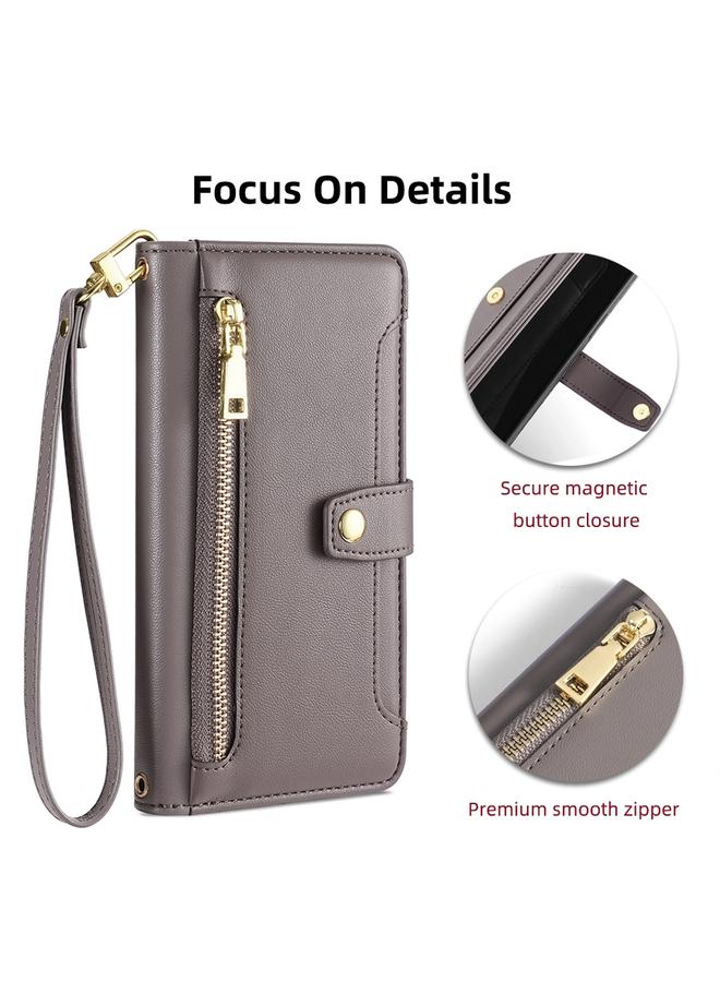 erorex Case For Itel P65 Sheep Texture Cross-body Zipper Wallet Leather Phone Case - Image 4