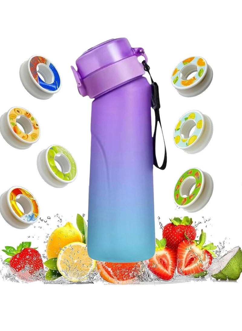 WENTCCION Fruity Scented Air Up Water Bottle with 7 Pcs 0% Sugar Flavor Pods and Cleaning Kit,BPA Free,Leak Proof Sports Water Cup with Straw,750ml Fruit Fragrance Water Bottle for Sport (Gradient) - Image 1