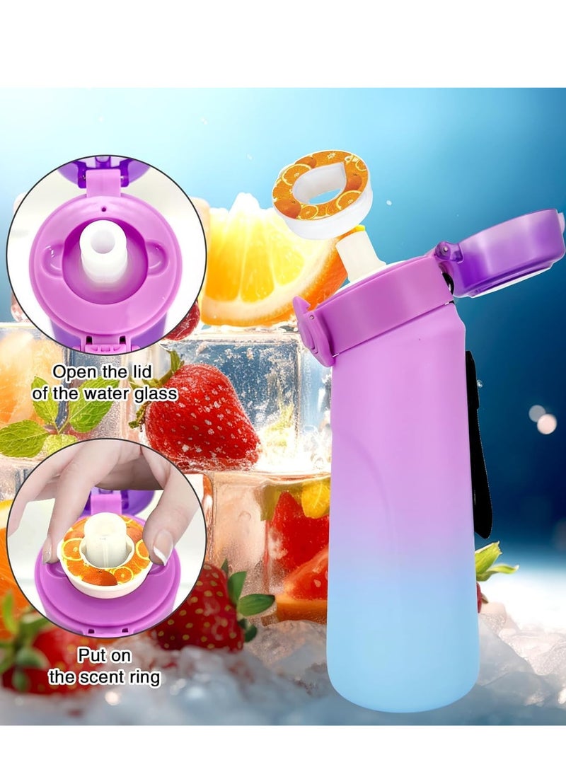 WENTCCION Fruity Scented Air Up Water Bottle with 7 Pcs 0% Sugar Flavor Pods and Cleaning Kit,BPA Free,Leak Proof Sports Water Cup with Straw,750ml Fruit Fragrance Water Bottle for Sport (Gradient) - Image 4