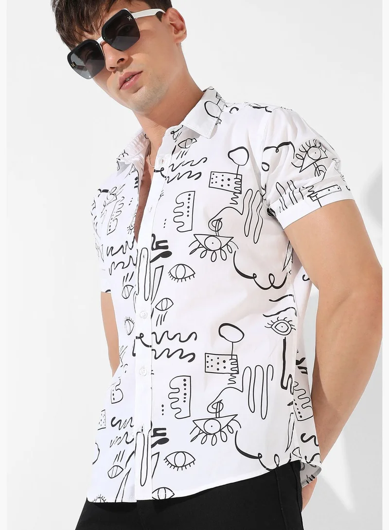 Campus Sutra Men's Printed Casual Shirt