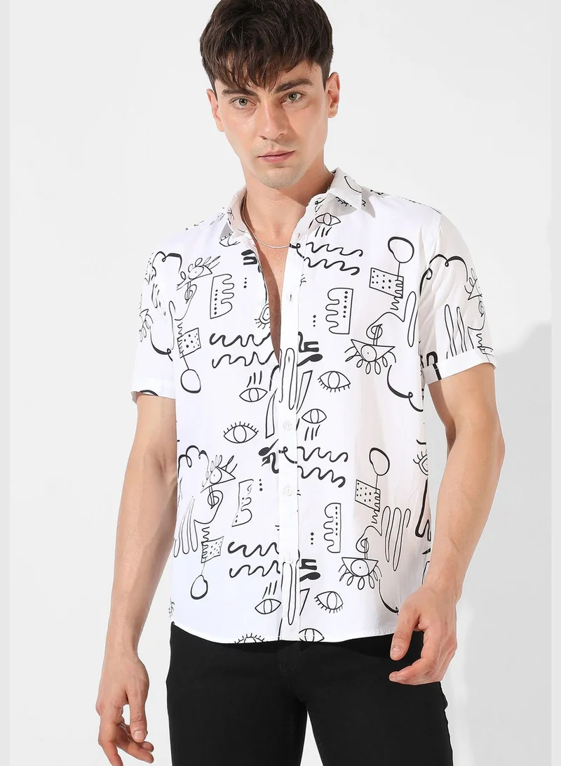 Campus Sutra Men's Printed Casual Shirt