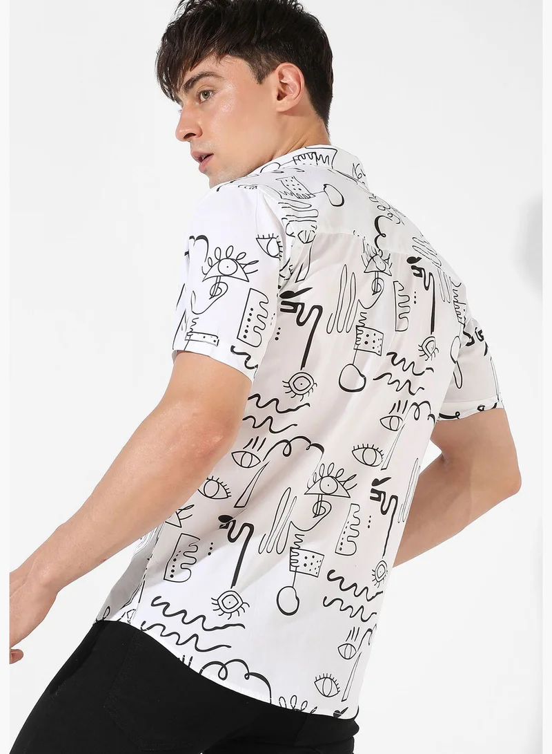 Campus Sutra Men's Printed Casual Shirt