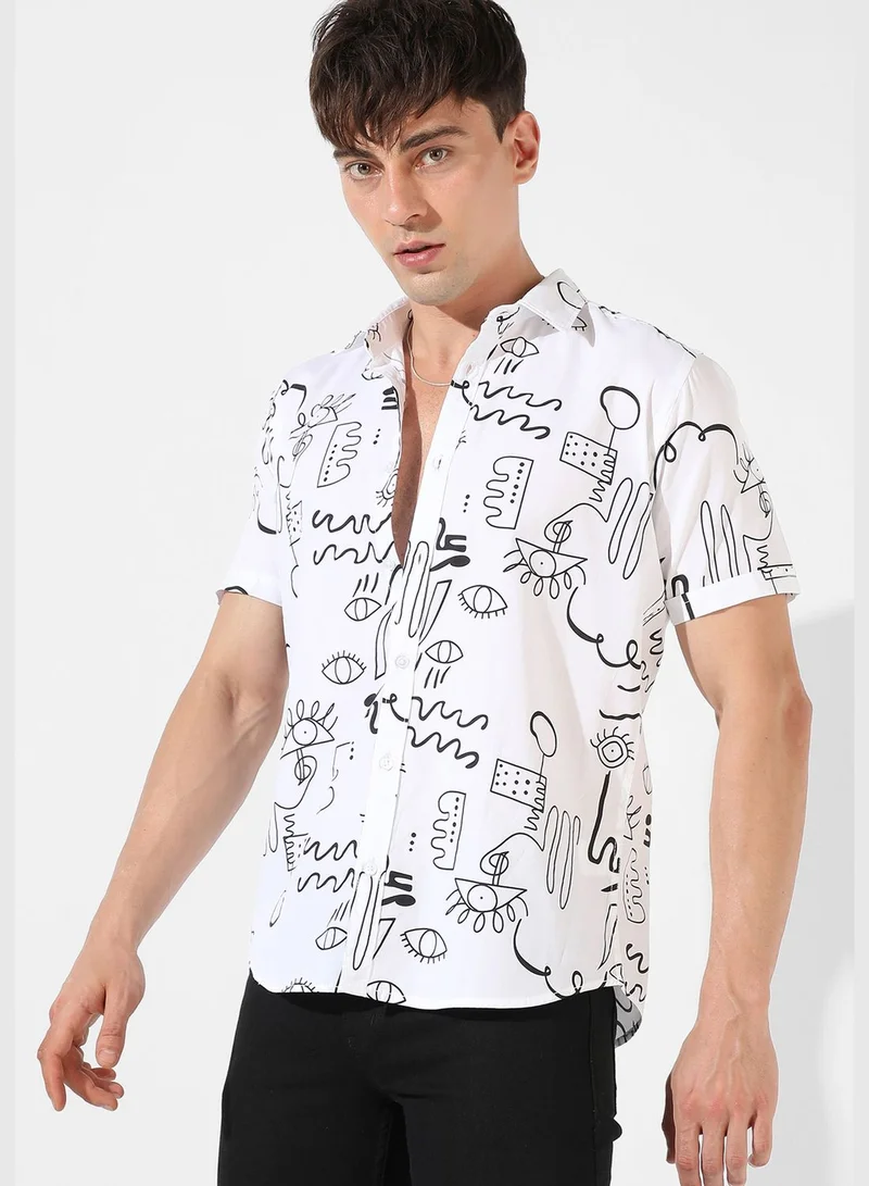 Campus Sutra Men's Printed Casual Shirt