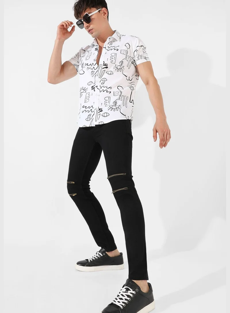 Campus Sutra Men's Printed Casual Shirt