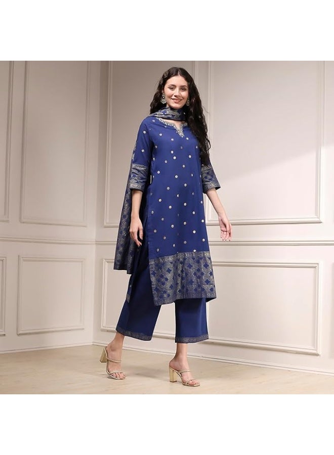 BIBA Women's COTTON Kurta, Bottom, Dupatta 2XL - Image 4