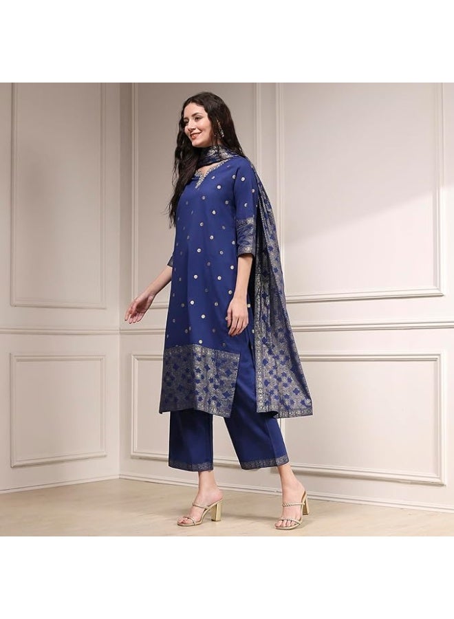 BIBA Women's COTTON Kurta, Bottom, Dupatta 2XL - Image 3