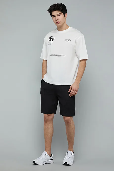 أر أند بي Printed T-Shirt with Crew Neck and Short Sleeves