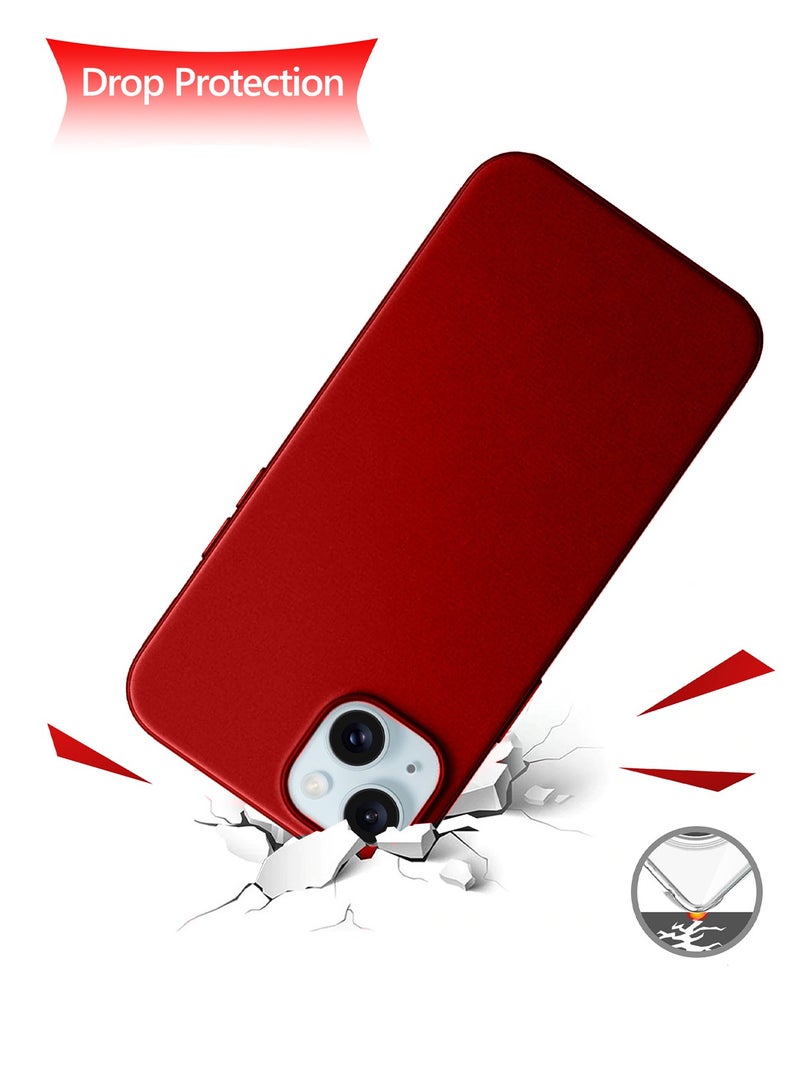 دبليو تيك غطاء حماية من السيليكون السائل الناعم لهاتف أبل آيفون 15 بلس 2023 باللون الأحمر - Image 3