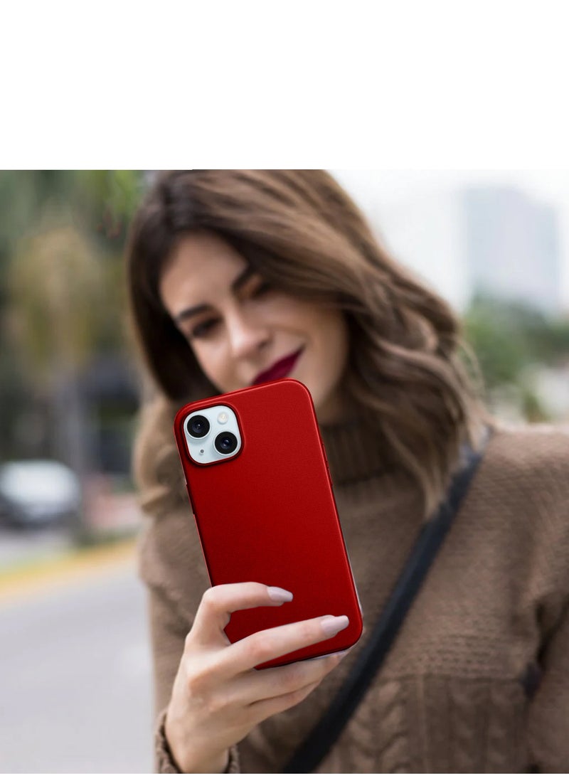 دبليو تيك غطاء حماية من السيليكون السائل الناعم لهاتف أبل آيفون 15 بلس 2023 باللون الأحمر - Image 4