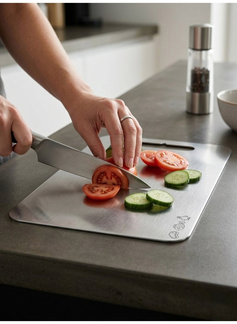 Stainless Steel Cutting Board (25x35cm) - Food-Grade SUS304 - Antibacterial, Odor-Proof & Heavy-Duty Chopping Board - Eco-Friendly & Dishwasher Safe - Image 3