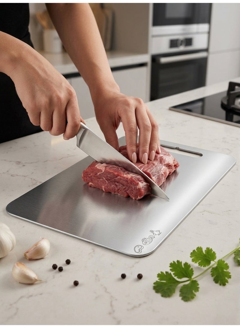 Stainless Steel Cutting Board (25x35cm) - Food-Grade SUS304 - Antibacterial, Odor-Proof & Heavy-Duty Chopping Board - Eco-Friendly & Dishwasher Safe - Image 4
