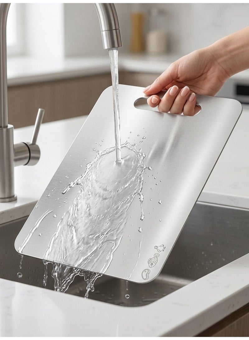 Stainless Steel Cutting Board (25x35cm) - Food-Grade SUS304 - Antibacterial, Odor-Proof & Heavy-Duty Chopping Board - Eco-Friendly & Dishwasher Safe - Image 2
