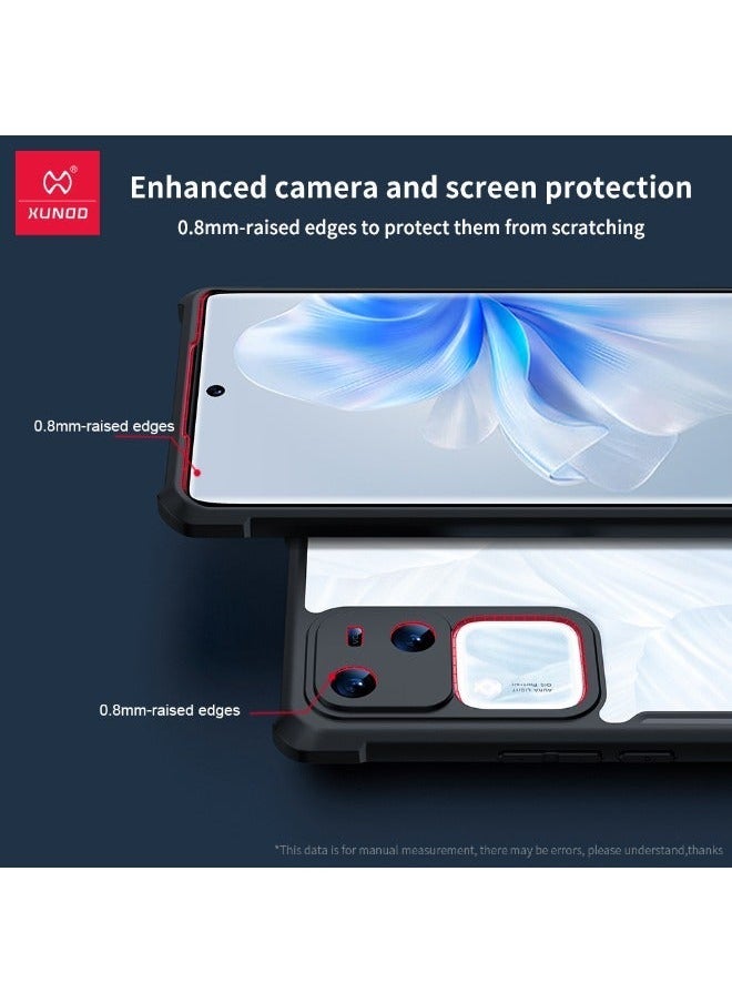 Asan Ge VIVO V30 5G Case, Transparent Acrylic Back Panel + Black TPU Soft Frame Case Cover, Military Grade Anti-Drop Shockproof Case for VIVO V30, Super Anti-Fall Back Cover for VIVO V30 5G, Clear/Black  - Image 4