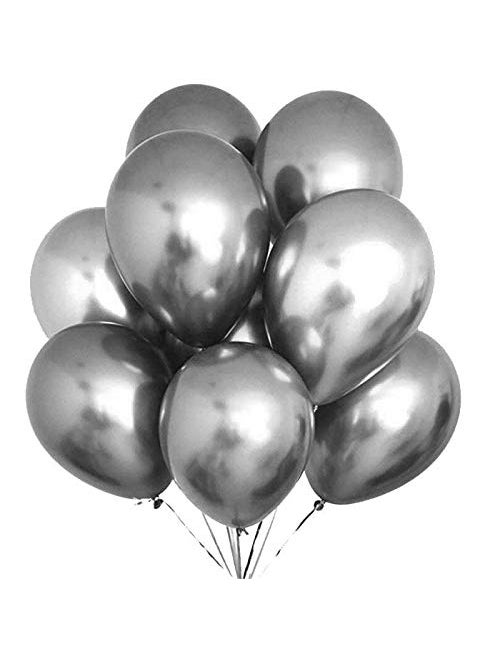 LB L B 10 Chrome Balloons for Birthdays Anniversaries Weddings Functions and Party Occasions SILVER 10  - Image 3