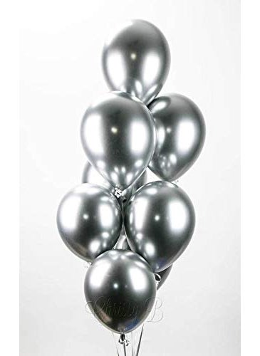 LB L B 10 Chrome Balloons for Birthdays Anniversaries Weddings Functions and Party Occasions SILVER 10  - Image 1