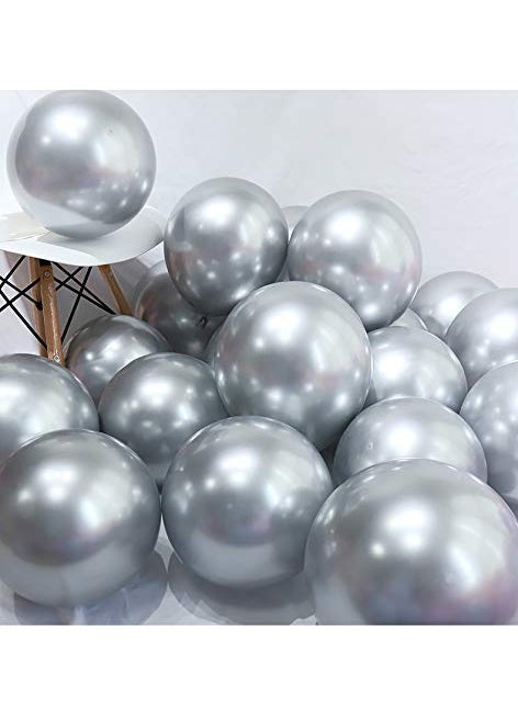 LB L B 10 Chrome Balloons for Birthdays Anniversaries Weddings Functions and Party Occasions SILVER 10  - Image 2
