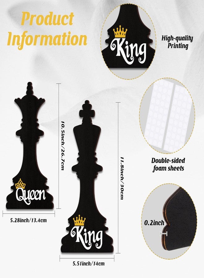 Roowest 2 Pieces Couples Bedroom Wall Decor King and Queen Wall Decor Romantic Bedroom Decor for Couples Black Couple Wall Art Decoration Crown Farmhouse Wooden Wall Art - Image 2