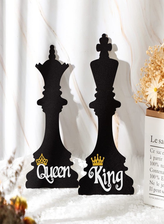 Roowest 2 Pieces Couples Bedroom Wall Decor King and Queen Wall Decor Romantic Bedroom Decor for Couples Black Couple Wall Art Decoration Crown Farmhouse Wooden Wall Art - Image 4