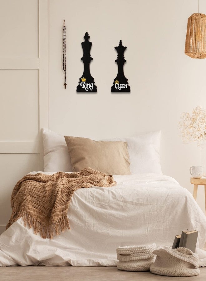 Roowest 2 Pieces Couples Bedroom Wall Decor King and Queen Wall Decor Romantic Bedroom Decor for Couples Black Couple Wall Art Decoration Crown Farmhouse Wooden Wall Art - Image 5