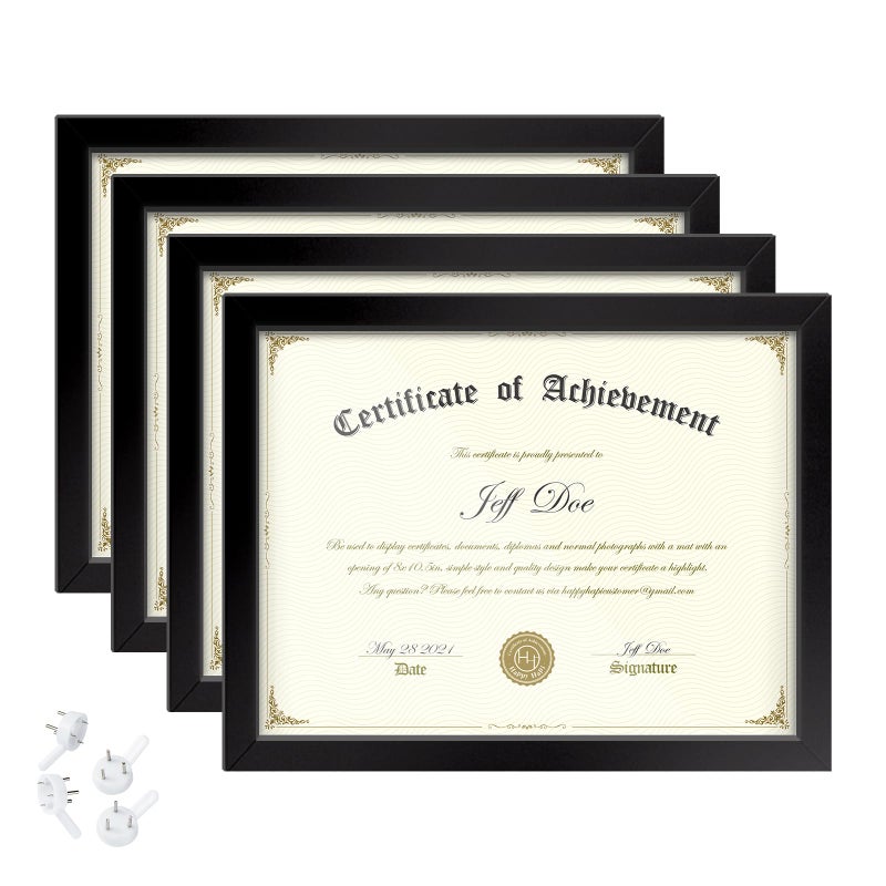 HappyHapi Certificate Frame 85x11 Degree Frame for Diplomas Degree certificates Photos Diploma Frames for Tabletop and Wall Display Black 4 Pack