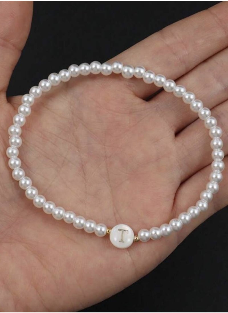 YUCCA - An Elegant Bracelet with Alphabet Printing Made of Luxurious Pearl Buttons, Suitable for Daily Wear and as a Gift to Friends - Image 1
