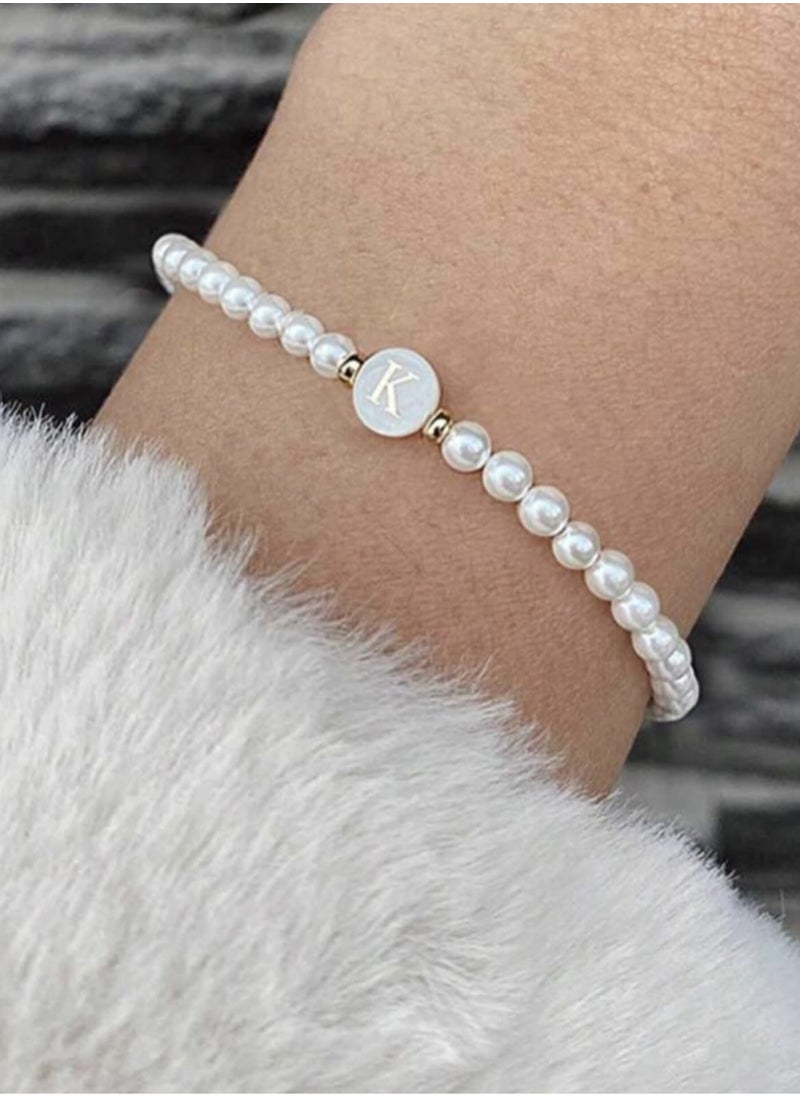 YUCCA - An Elegant Bracelet with Alphabet Printing Made of Luxurious Pearl Buttons, Suitable for Daily Wear and as a Gift to Friends - Image 1