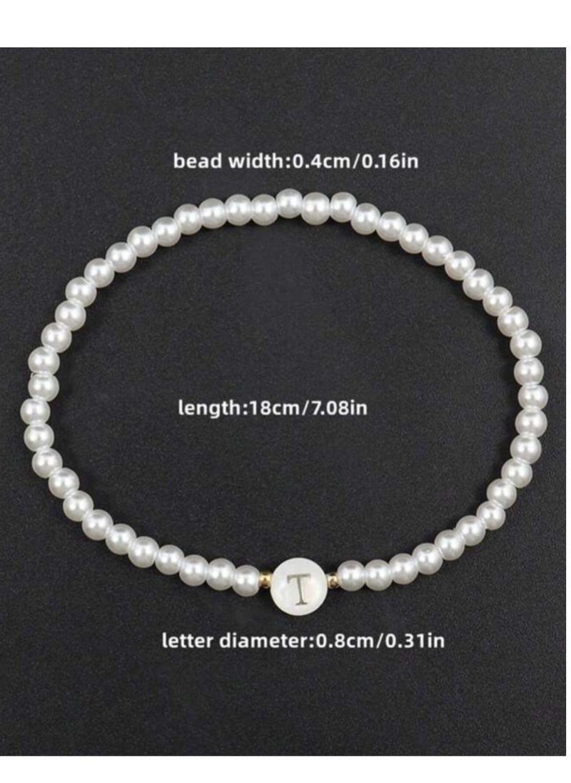 YUCCA - An Elegant Bracelet with Alphabet Printing Made of Luxurious Pearl Buttons, Suitable for Daily Wear and as a Gift to Friends - Image 1