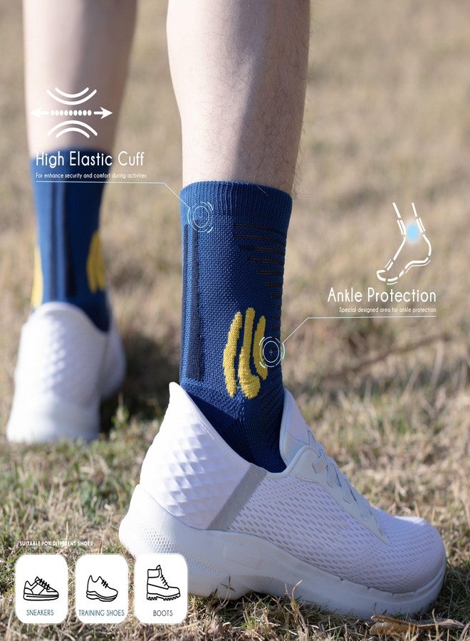BRISIRA Coolmax Bamboo Viscose Compression Running Socks Quarter Crew Athletic Cushioned Breathable Anti Blister&Sweat&Odor - Image 2