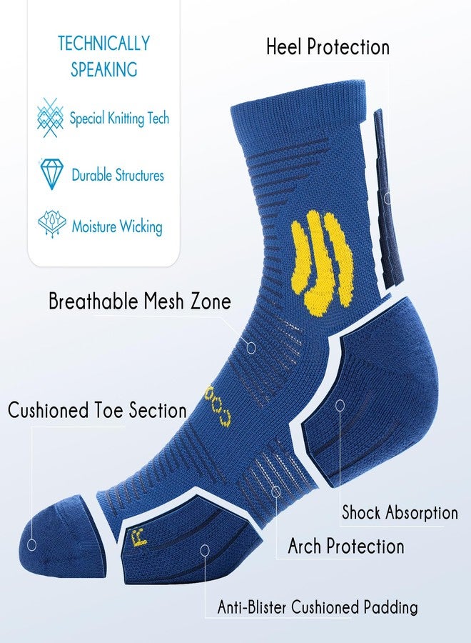BRISIRA Coolmax Bamboo Viscose Compression Running Socks Quarter Crew Athletic Cushioned Breathable Anti Blister&Sweat&Odor - Image 4