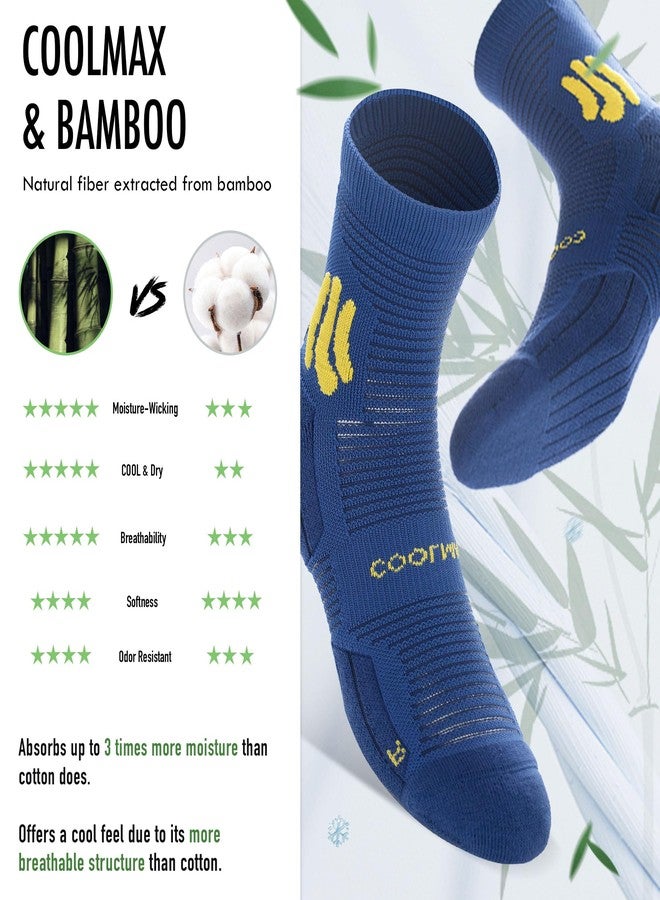BRISIRA Coolmax Bamboo Viscose Compression Running Socks Quarter Crew Athletic Cushioned Breathable Anti Blister&Sweat&Odor - Image 3