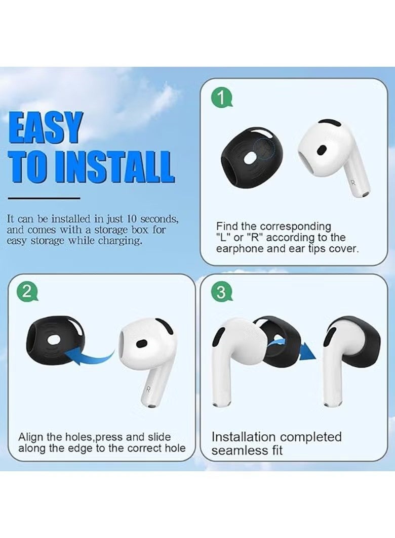 3 Pairs Cover for AirPods 4 Anti Scratches Add Grip Sport Ear Tips Compatible with AirPods 4th Generation (White，Black and Clear) - Image 4